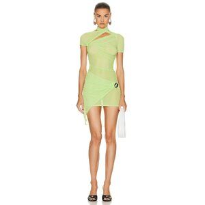 COPERNI Asymmetric Draped Mesh Dress in Anis XSmall New Womens